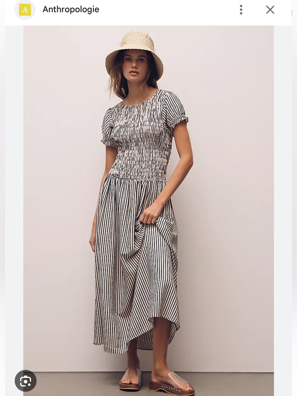 Maeve Anthropologie B&W Striped Smocked Midi Margie Dress Brand New w/ Tags SM